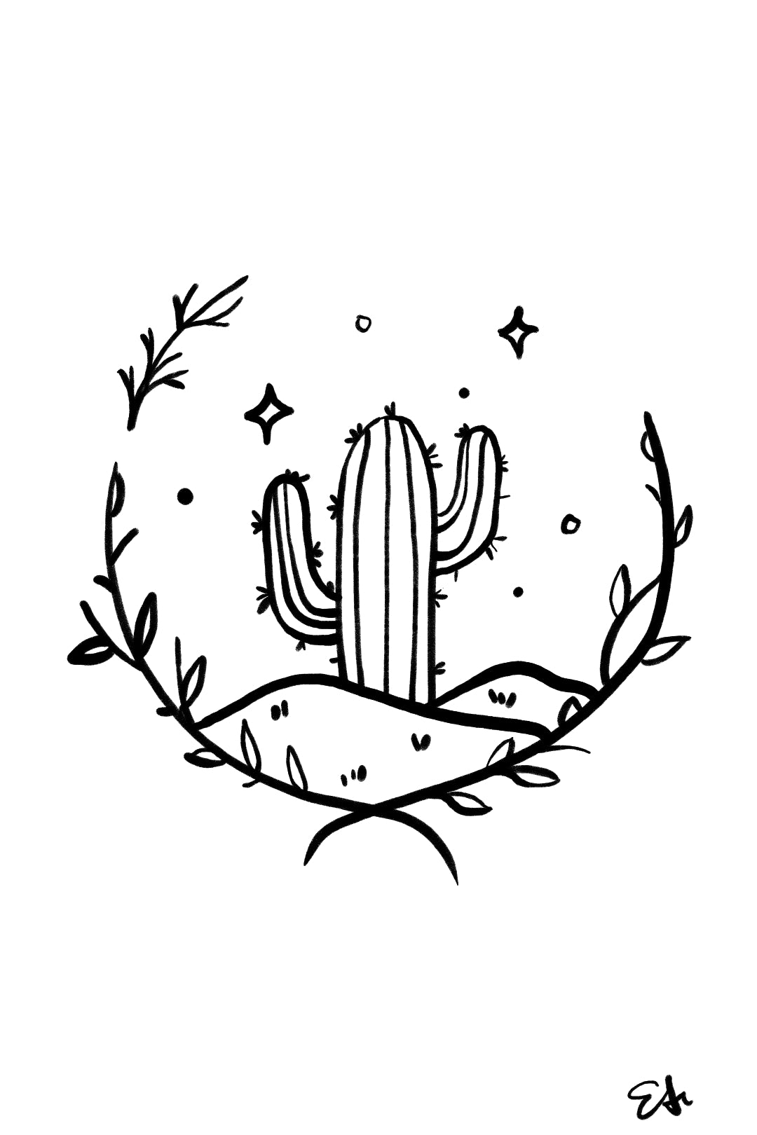 Cactus Line Art